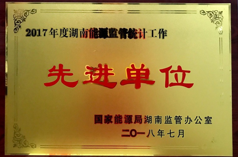 2017年度湖南能源監(jiān)管統(tǒng)計工作先進單位